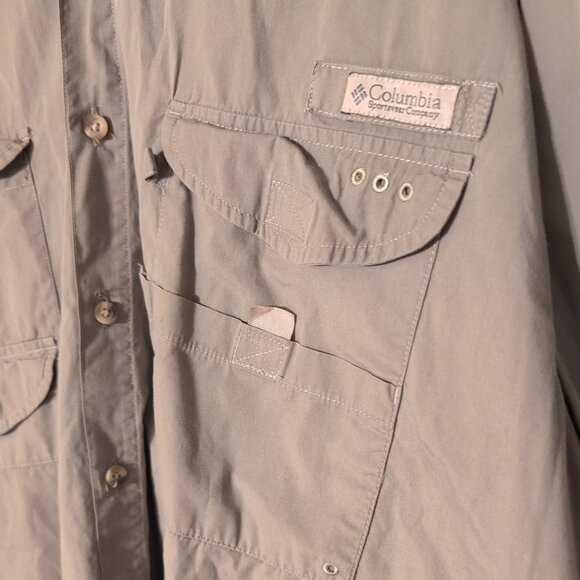 COLUMBIA Sportswear PFG Short Sleeve Gray Vented Fishing Shirt Size XXL - Picture 3 of 8